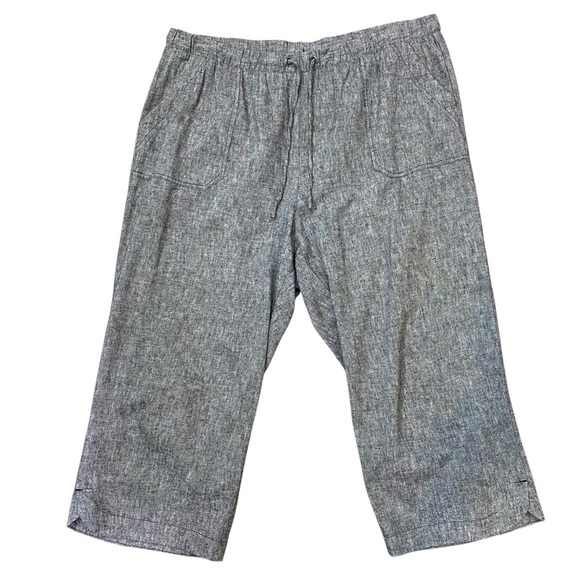 Kim Rogers Women's size XL Gray Textured look linen blend Capri Pants - Picture 1 of 5